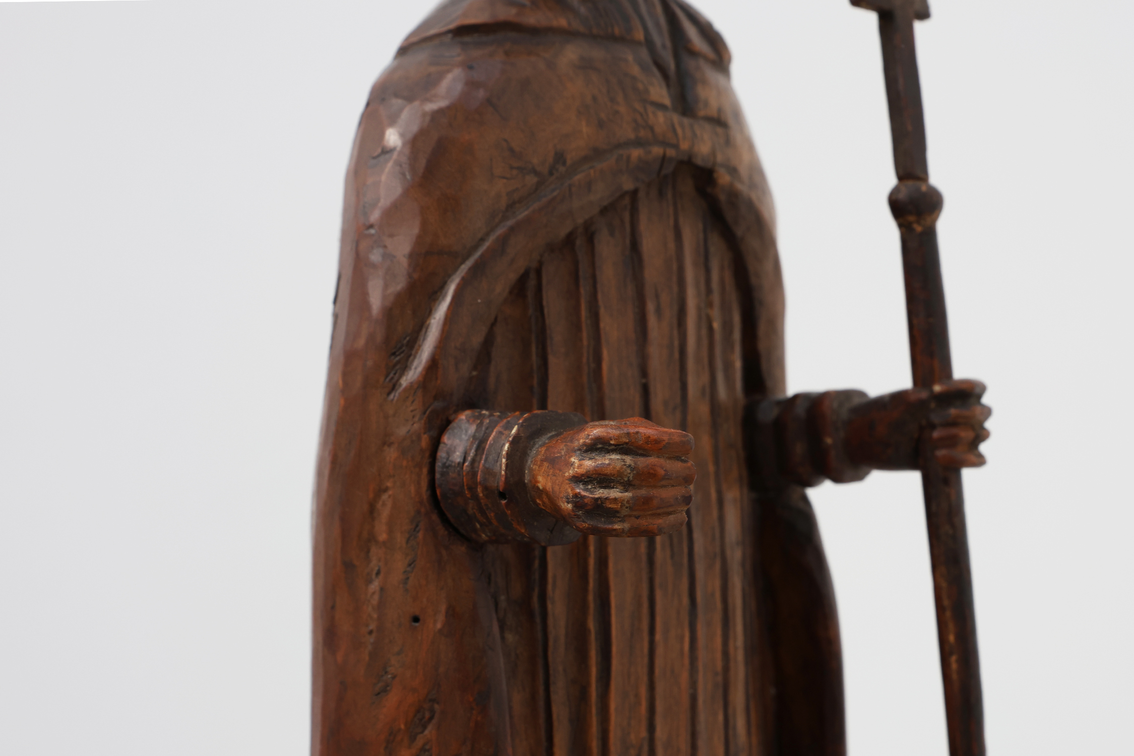 Carved Wooden Sint-Cornelius Figure with Papal Tiara and Triple Cross Staff, 18th centurythumbnail